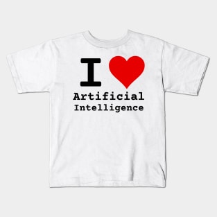 I Love Artificial Intelligence | Stylized Heart Logo Black Kids T-Shirt